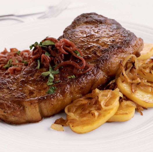 Slices of Lyonnaise beef